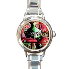 Three Earthen Vases Round Italian Charm Watch by Nexatart