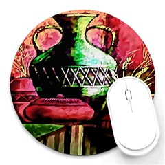 Three Earthen Vases Round Mousepads by Nexatart