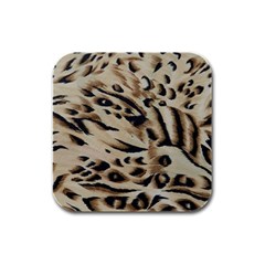 Tiger Animal Fabric Patterns Rubber Square Coaster (4 Pack)  by Nexatart