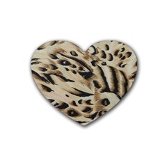 Tiger Animal Fabric Patterns Heart Coaster (4 Pack)  by Nexatart