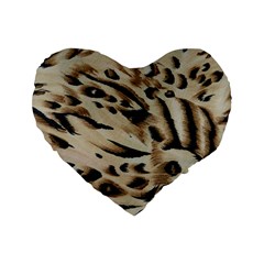 Tiger Animal Fabric Patterns Standard 16  Premium Heart Shape Cushions by Nexatart