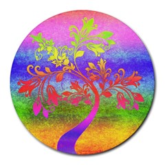 Tree Colorful Mystical Autumn Round Mousepads by Nexatart