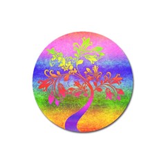 Tree Colorful Mystical Autumn Magnet 3  (round) by Nexatart