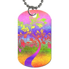 Tree Colorful Mystical Autumn Dog Tag (one Side) by Nexatart