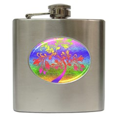 Tree Colorful Mystical Autumn Hip Flask (6 Oz) by Nexatart