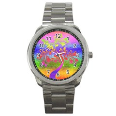 Tree Colorful Mystical Autumn Sport Metal Watch by Nexatart