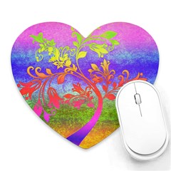 Tree Colorful Mystical Autumn Heart Mousepads by Nexatart