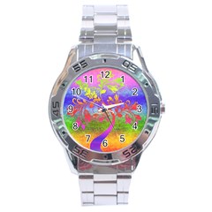 Tree Colorful Mystical Autumn Stainless Steel Analogue Watch by Nexatart