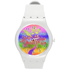 Tree Colorful Mystical Autumn Round Plastic Sport Watch (m) by Nexatart