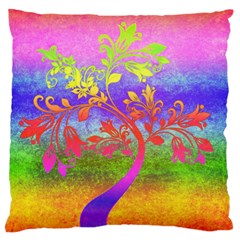 Tree Colorful Mystical Autumn Large Flano Cushion Case (one Side) by Nexatart