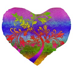 Tree Colorful Mystical Autumn Large 19  Premium Flano Heart Shape Cushions by Nexatart