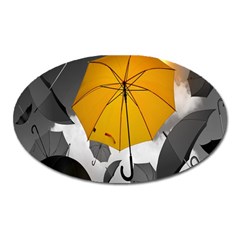 Umbrella Yellow Black White Oval Magnet by Nexatart