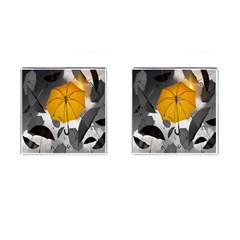 Umbrella Yellow Black White Cufflinks (square) by Nexatart