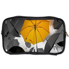 Umbrella Yellow Black White Toiletries Bags 2-side by Nexatart