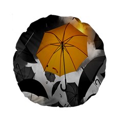 Umbrella Yellow Black White Standard 15  Premium Round Cushions by Nexatart