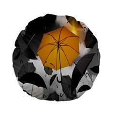 Umbrella Yellow Black White Standard 15  Premium Flano Round Cushions by Nexatart