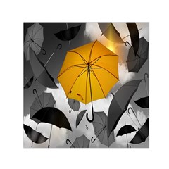 Umbrella Yellow Black White Small Satin Scarf (square) by Nexatart