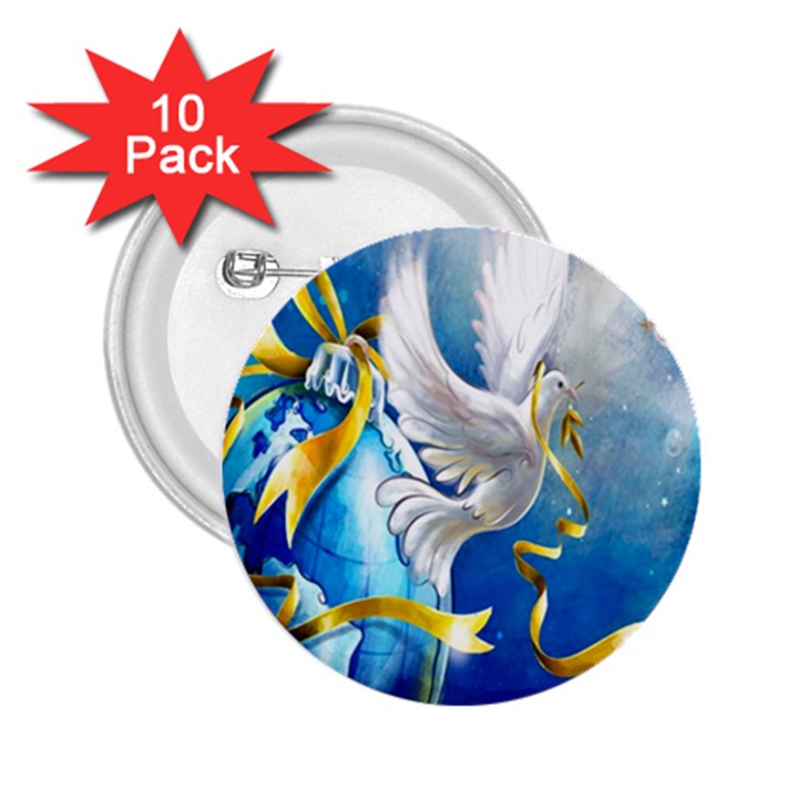 Turtle Doves Christmas 2.25  Buttons (10 pack) 