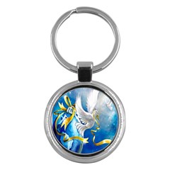 Turtle Doves Christmas Key Chains (round)  by Nexatart