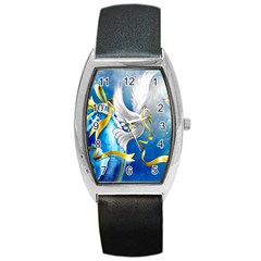 Turtle Doves Christmas Barrel Style Metal Watch by Nexatart