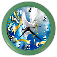 Turtle Doves Christmas Color Wall Clocks by Nexatart