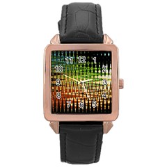 Triangle Patterns Rose Gold Leather Watch  by Nexatart