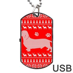 Ugly X Mas Design Dog Tag Usb Flash (two Sides) by Nexatart