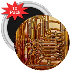 Tuba Valves Pipe Shiny Instrument Music 3  Magnets (10 Pack)  by Nexatart