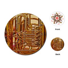 Tuba Valves Pipe Shiny Instrument Music Playing Cards (round)  by Nexatart