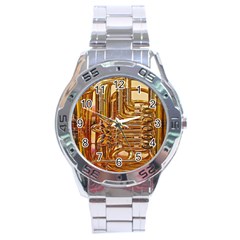 Tuba Valves Pipe Shiny Instrument Music Stainless Steel Analogue Watch by Nexatart