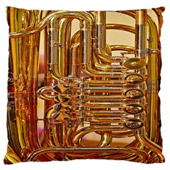 Tuba Valves Pipe Shiny Instrument Music Large Cushion Case (one Side) by Nexatart