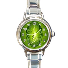 Vector Chirstmas Tree Design Round Italian Charm Watch