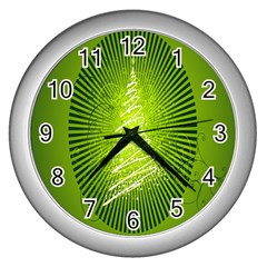 Vector Chirstmas Tree Design Wall Clocks (Silver) 