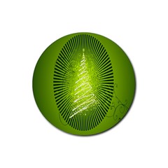 Vector Chirstmas Tree Design Rubber Coaster (round)  by Nexatart