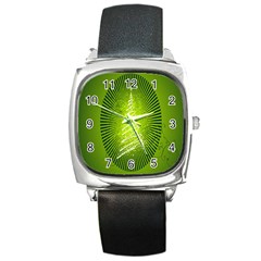 Vector Chirstmas Tree Design Square Metal Watch