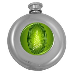 Vector Chirstmas Tree Design Round Hip Flask (5 oz)