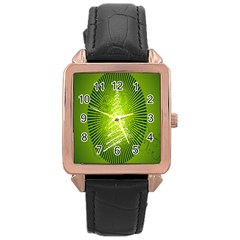 Vector Chirstmas Tree Design Rose Gold Leather Watch 