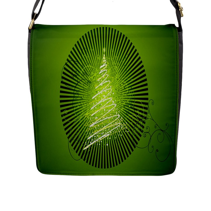 Vector Chirstmas Tree Design Flap Messenger Bag (L) 