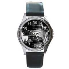 Urban Scene Street Road Busy Cars Round Metal Watch by Nexatart