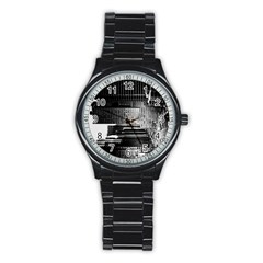 Urban Scene Street Road Busy Cars Stainless Steel Round Watch by Nexatart