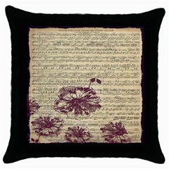 Vintage Music Sheet Song Musical Throw Pillow Case (black) by Nexatart