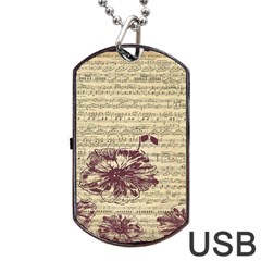 Vintage Music Sheet Song Musical Dog Tag Usb Flash (two Sides) by Nexatart