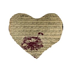 Vintage Music Sheet Song Musical Standard 16  Premium Heart Shape Cushions by Nexatart