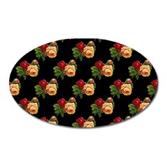 Vintage Roses Wallpaper Pattern Oval Magnet by Nexatart