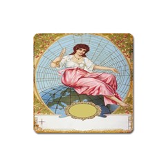 Vintage Art Collage Lady Fabrics Square Magnet