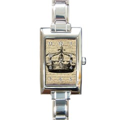 Vintage Music Sheet Crown Song Rectangle Italian Charm Watch by Nexatart