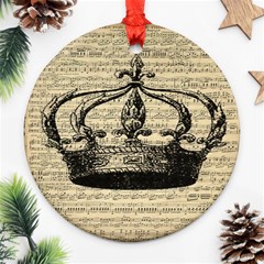 Vintage Music Sheet Crown Song Ornament (round) by Nexatart