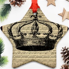 Vintage Music Sheet Crown Song Ornament (star) by Nexatart