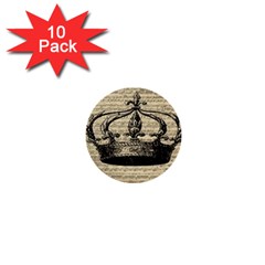 Vintage Music Sheet Crown Song 1  Mini Buttons (10 Pack)  by Nexatart