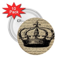 Vintage Music Sheet Crown Song 2 25  Buttons (10 Pack)  by Nexatart